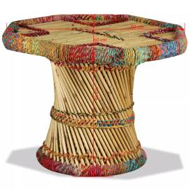 Măsuță de cafea, bambus, cu detalii chindi, multicolor, 9 image