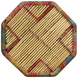 Măsuță de cafea, bambus, cu detalii chindi, multicolor, 8 image