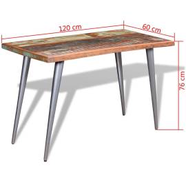 Masă de bucătărie, 120 x 60 x 76 cm, lemn masiv reciclat, 9 image