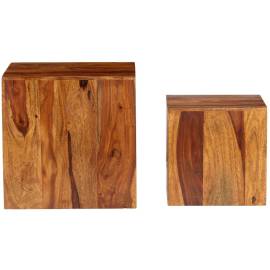 Set masă de cafea, 2 piese, lemn masiv de sheesham, 40x40x40 cm, 4 image