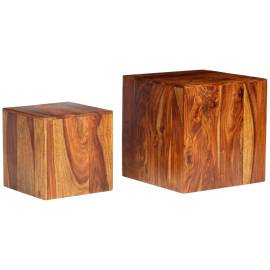Set masă de cafea, 2 piese, lemn masiv de sheesham, 40x40x40 cm, 8 image