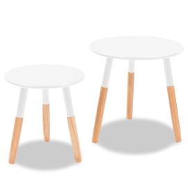 Set masă laterală 2 piese, lemn masiv de pin, alb, 4 image