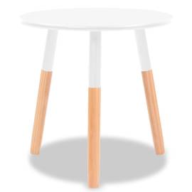 Set masă laterală 2 piese, lemn masiv de pin, alb, 5 image