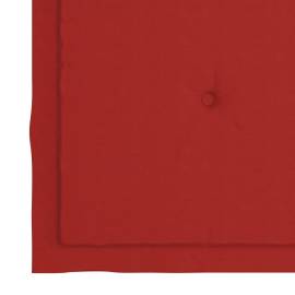 Scaune batavia cu perne roșii, 2 buc., lemn masiv de tec, 10 image