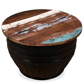 Măsuță de cafea în formă de butoi negru lemn masiv reciclat, 3 image