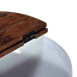 Măsuță de cafea, alb, lemn masiv reciclat, formă bol, 5 image