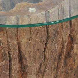 Măsuță de cafea, lemn de tec și sticlă, 50 x 40 cm, 2 image