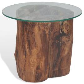 Măsuță de cafea, lemn de tec și sticlă, 50 x 40 cm, 6 image