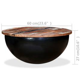 Măsuță de cafea, negru, lemn masiv reciclat, formă bol, 11 image