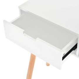 Masă consolă, lemn masiv de pin 80x30x72 cm, alb, 5 image