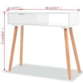 Masă consolă, lemn masiv de pin 80x30x72 cm, alb, 6 image