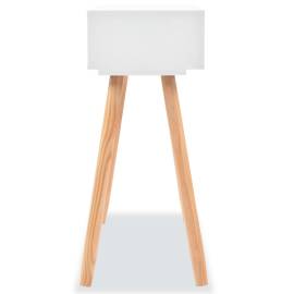 Masă consolă, lemn masiv de pin 80x30x72 cm, alb, 4 image