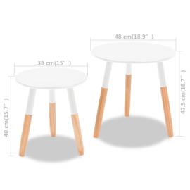 Set masă laterală 2 piese, lemn masiv de pin, alb, 9 image