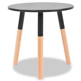 Set masă laterală 2 piese, lemn masiv de pin, negru, 5 image