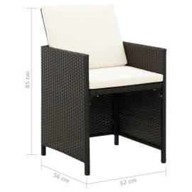 Set scaune de grădină și taburet, 4 piese, negru, poliratan, 11 image