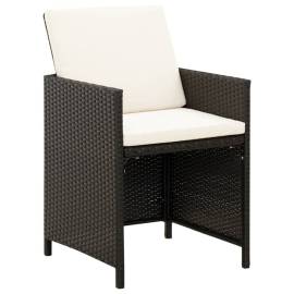 Set scaune de grădină și taburet, 4 piese, negru, poliratan, 2 image