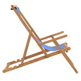 Scaun de plajă pliabil, albastru, lemn masiv de tec, 4 image