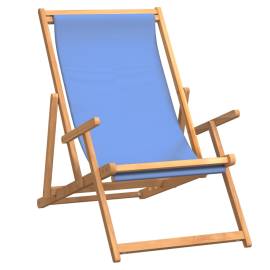Scaun de plajă pliabil, albastru, lemn masiv de tec, 2 image