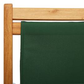 Scaun de plajă pliabil, verde, lemn de eucalipt și țesătură, 7 image