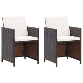 Set scaune de grădină și taburet din poliratan, 4 piese, maro, 2 image