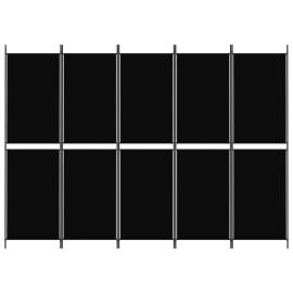 Paravan de cameră cu 5 panouri, negru, 250 x 180 cm, textil, 3 image
