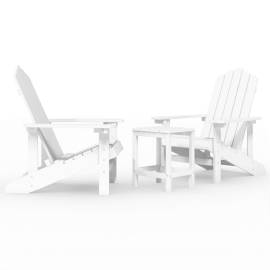 Scaune de grădină adirondack cu masă, alb, hdpe, 2 image