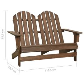 Scaun de grădină adirondack cu 2 locuri, maro, lemn de brad, 6 image