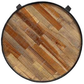 Masă laterală rotundă, lemn masiv de tec reciclat, 6 image