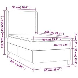 Pat box spring cu saltea, alb, 90x200 cm, piele ecologică, 7 image