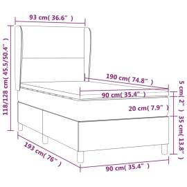 Pat box spring cu saltea, negru, 90x190 cm, piele ecologică, 7 image