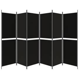 Paravan de cameră cu 6 panouri, negru, 300 x 180 cm, textil, 4 image