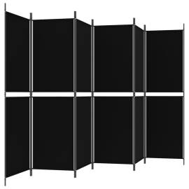 Paravan de cameră cu 6 panouri, negru, 300 x 180 cm, textil, 5 image