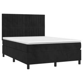 Pat box spring cu saltea, negru, 140x190 cm, catifea, 3 image