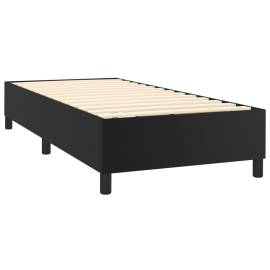 Pat box spring cu saltea, negru, 90x190 cm, piele ecologică, 4 image