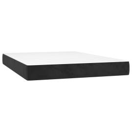 Pat box spring cu saltea, negru, 140x190 cm, catifea, 5 image