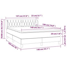 Pat box spring cu saltea, gri deschis, 140x190 cm, catifea, 7 image