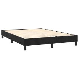 Pat box spring cu saltea, negru, 140x190 cm, catifea, 4 image