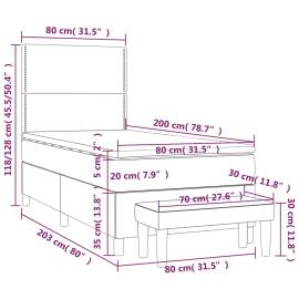 Pat box spring cu saltea, alb, 80x200 cm, piele ecologică, 8 image