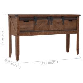 Masă consolă din lemn masiv de brad, maro, 131x35,5x75 cm, 11 image