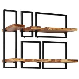 Set rafturi de perete 5 piese, lemn masiv de acacia și oțel, 3 image