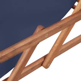 Scaun de plajă pliabil, albastru, textil și cadru din lemn, 8 image
