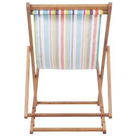 Scaun de plajă pliabil, multicolor, textil și cadru din lemn, 2 image