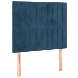 Pat box spring cu saltea, albastru închis, 100x200 cm, catifea, 6 image