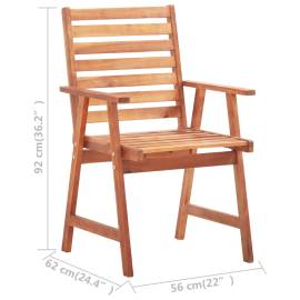 Scaune de masă exterior cu perne, 2 buc., lemn masiv acacia, 11 image