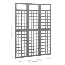 Separator cameră cu 3 panouri, gri, 121x180 cm nuiele lemn brad, 6 image