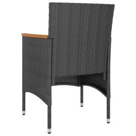 Set cu scaun de grădină și taburet, 4 piese, negru, poliratan, 6 image