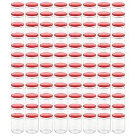 Borcane din sticlă pentru gem, capace roșii, 96 buc., 230 ml, 2 image