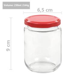 Borcane din sticlă pentru gem, capace roșii, 96 buc., 230 ml, 7 image