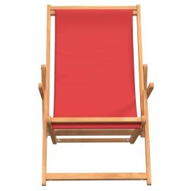 Scaun de plajă pliabil, roșu, lemn masiv de tec, 3 image