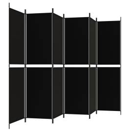 Paravan de cameră cu 6 panouri, negru, 300x200 cm, textil, 4 image